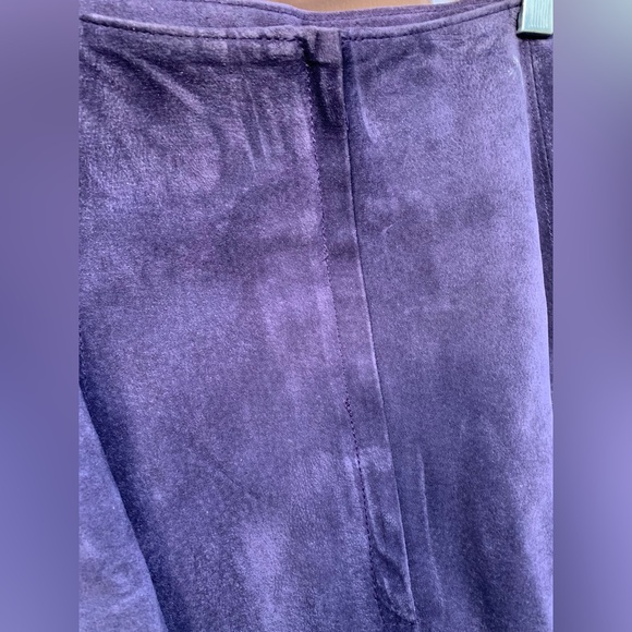 EUC vintage purple leather suede midi skirt - Picture 2 of 8